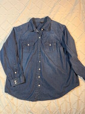 Torrid Casual Denim Button-Down Shirt - Blue